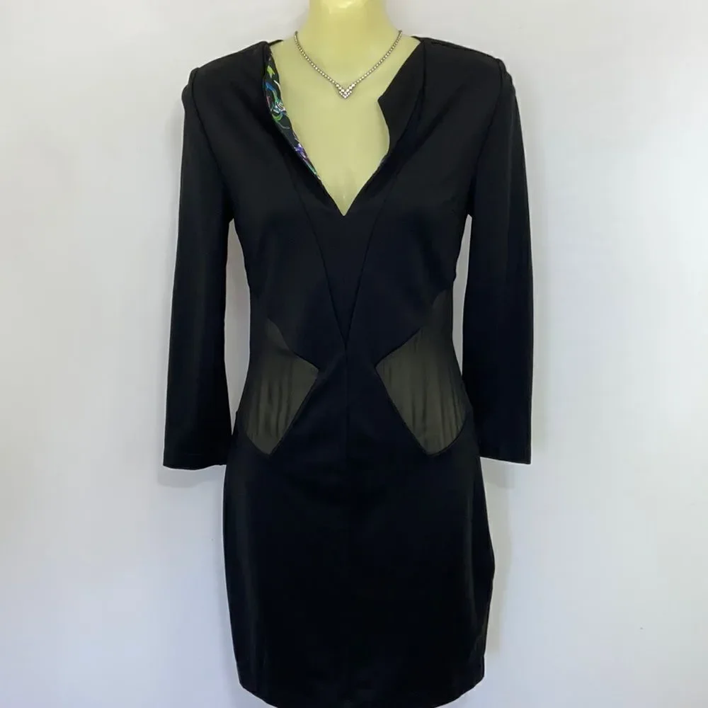 Just Cavalli Dress Black Silk Mesh Accents Nwot Sz Sm - Picture 1 of 9